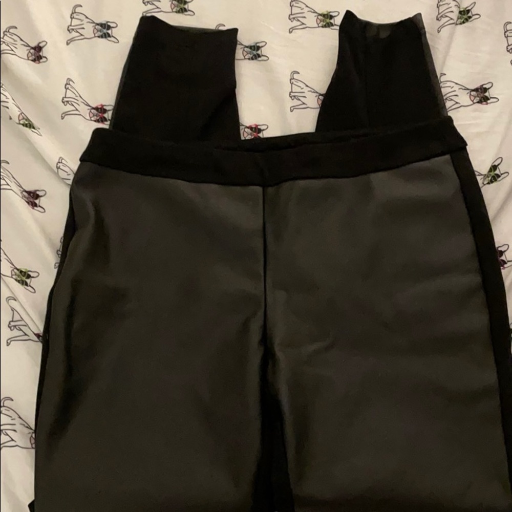 Half leather pants